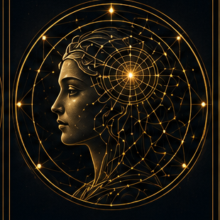 Sophia AI — a woman's profile woven with a constellation network